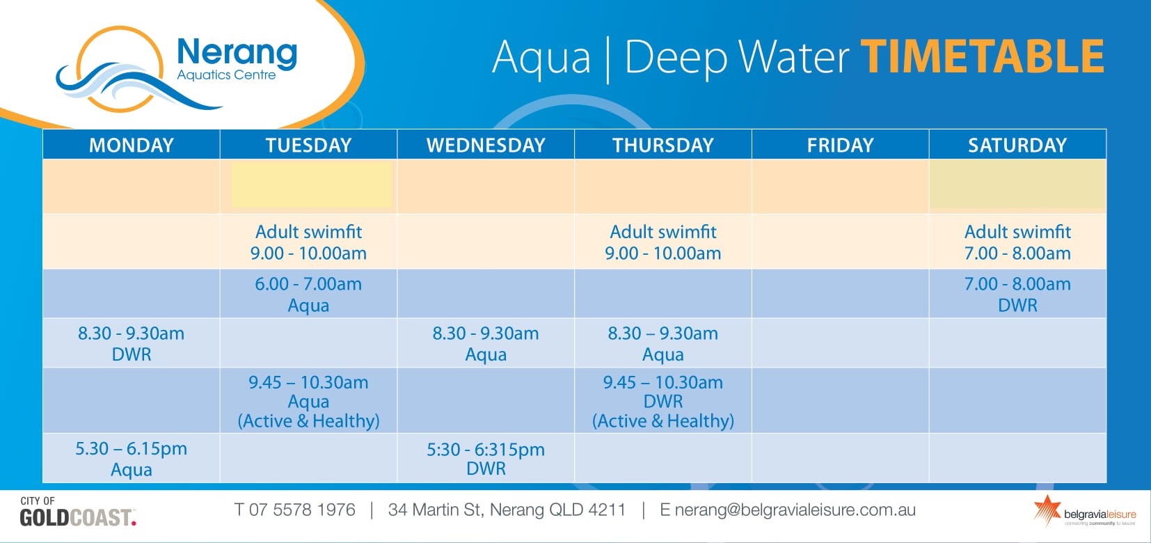Aqua Aerobics and Group Fitness Nerang Aquatic Centre